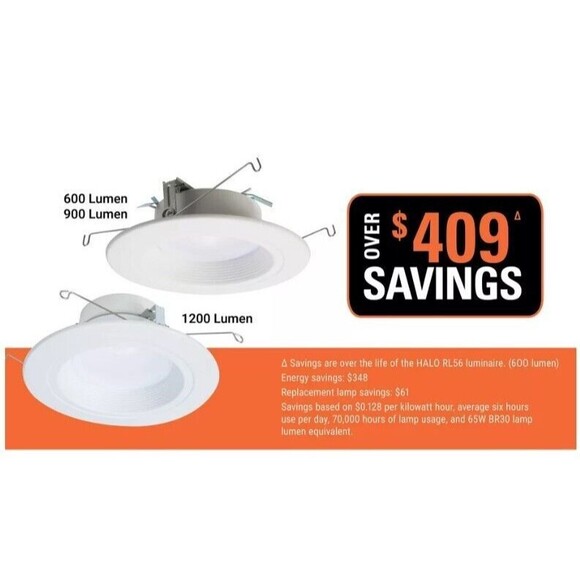 HALO RL56 LED 5"/6" Retrofit SeleCCTable™ Downlight RL56069S1EWHR *Tested - Picture 4 of 8